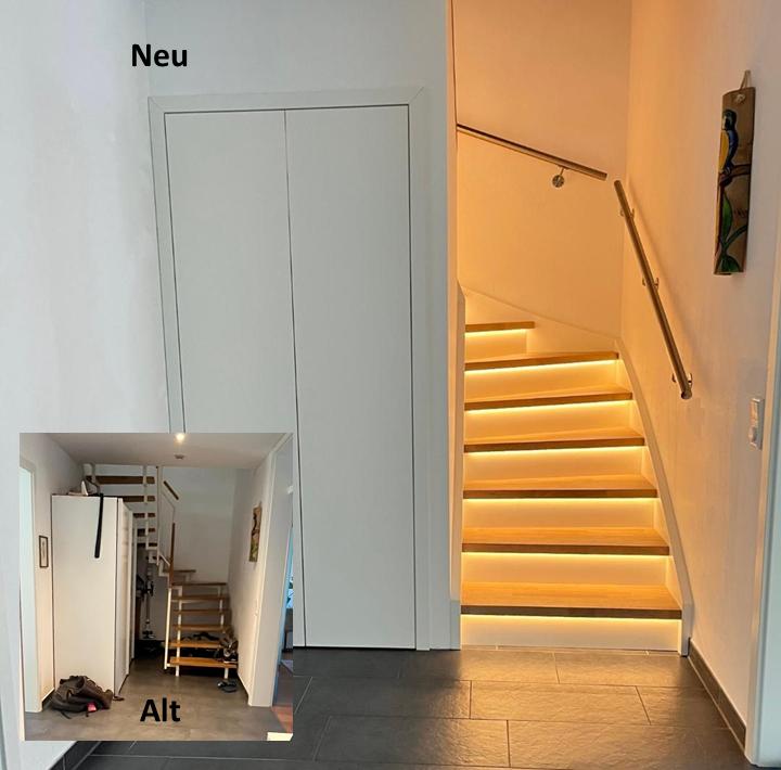 Aus Alt mach Neu 9 – Wangentreppe mit LED-Beleuchtung